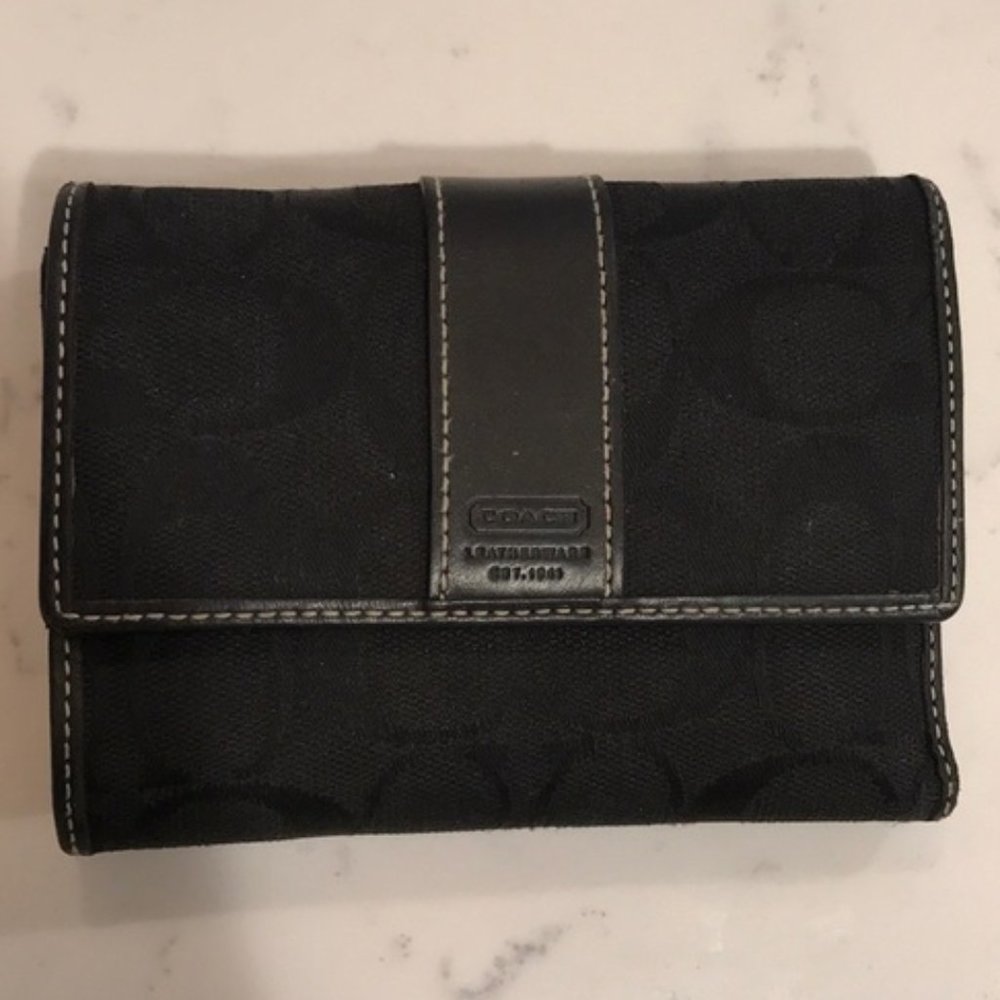 Coach Wallet - Black on Black (EUC)